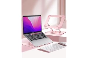 Vaydeer Adjustable Laptop Stand with 360° Free Rotation Base and Foldable Design Ergonomic Laptop Riser Fits for MacBook, Dell, HP and More 10-15.6” Laptops (Pink)