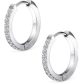 Ruifan ASTM F136 Titanium Hoop Earrings for Women Small Huggie Hoop Earrings Hypoallergenic Rook Helix Cartilage Hoops Cubic Zirconia Cuff Earring Piercing Jewelry For Women Sensitive Ears 20G 18G