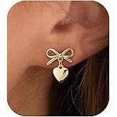 PRTGL Stud Earrings for Women- 14K Gold/White Gold Plated/Black Bow Dragon Softball Snake Bat Stud Earrings