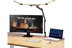 NEEWER Basics 32.5" Clip On Desktop LED Light for Home Office, 23W LED Architect Clamp Lamp with 5 Light Bars, Dimmable Light