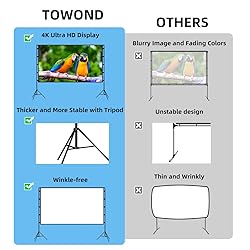 Projector Screen with Stand, Towond 100 inch