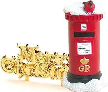Robin On A Postbox Cake Decoration Gold Merry Christmas Cake Pick Anniversary House