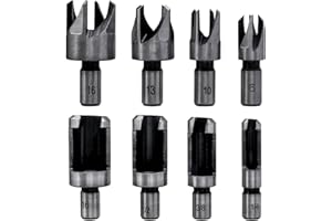Bestgle 8Pcs Wood Plug Cutter Carbon Steel Straight and Taper Claw Drill Bit Set Woodworking Hole Saw Cutting Tool 5/8" 1/2" 3/8" 1/4"