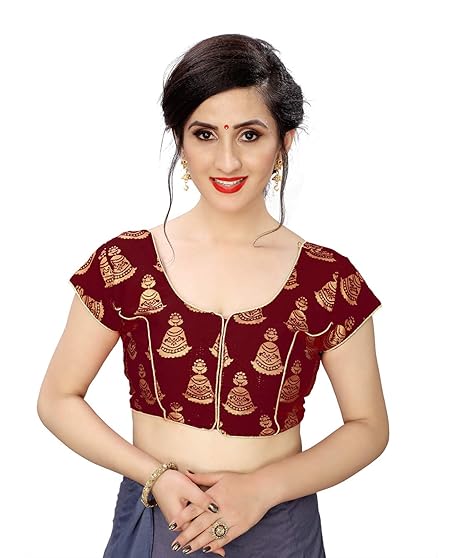 Krishna Export Womens readymade fully stitch saree blouse (Maroon)