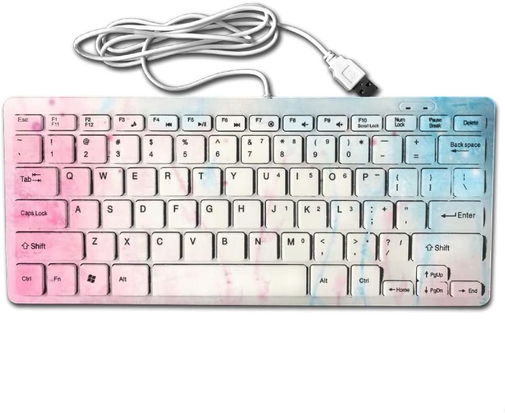 Liweiger Color Halo Background Map Of Blue Powder Design Mini Keyboard USB Wired Ultra Slim Light Portable Universal 78 Keys