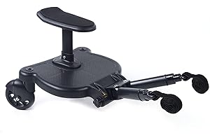 MIMODA Universal Pram Pedal Adapter, Stroller Board with Detachable Seat, Comfort Wheeled Board Stroller Ride Board with Wheels, Holds Children Up to 25kg, 55×33×36cm