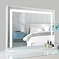 WAYKING Vanity Mirror with Lights, Makeup Mirror with Dimmiable 3 Lighting Modes LED Strip, Wall-Mounted and Tabletop Mirror with USB Charging Port (L22.83 x H17.32 inch)