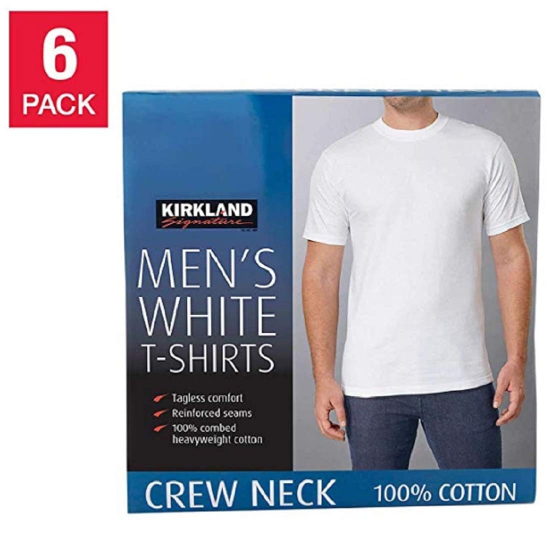 Kirkland x6 Mens White tShirt Crew Neck 100 Heavyweight Cotton Amazon.co.uk Clothing