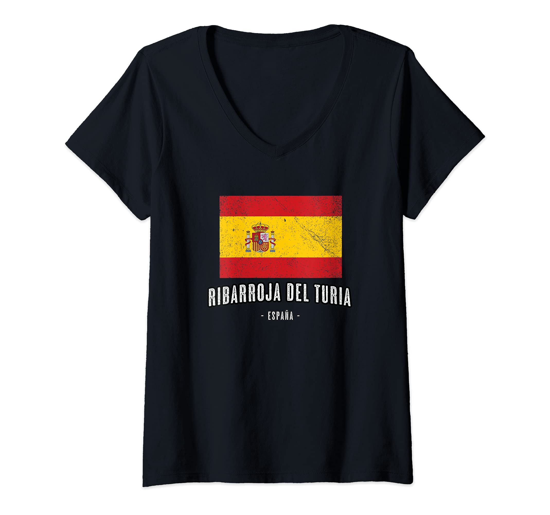 Womens Ribarroja del Turia Spain | ES Flag, City - Bandera Ropa - V-Neck T-Shirt