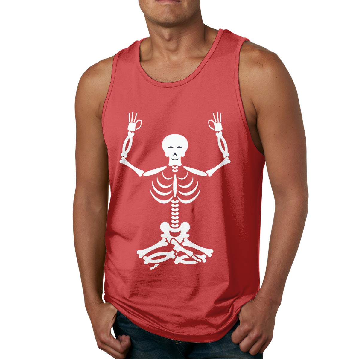 Ftfh2kk Skeleton Meditating Dead Yoga Status For Gym Ness Jogging Volleyball Black T Shirt