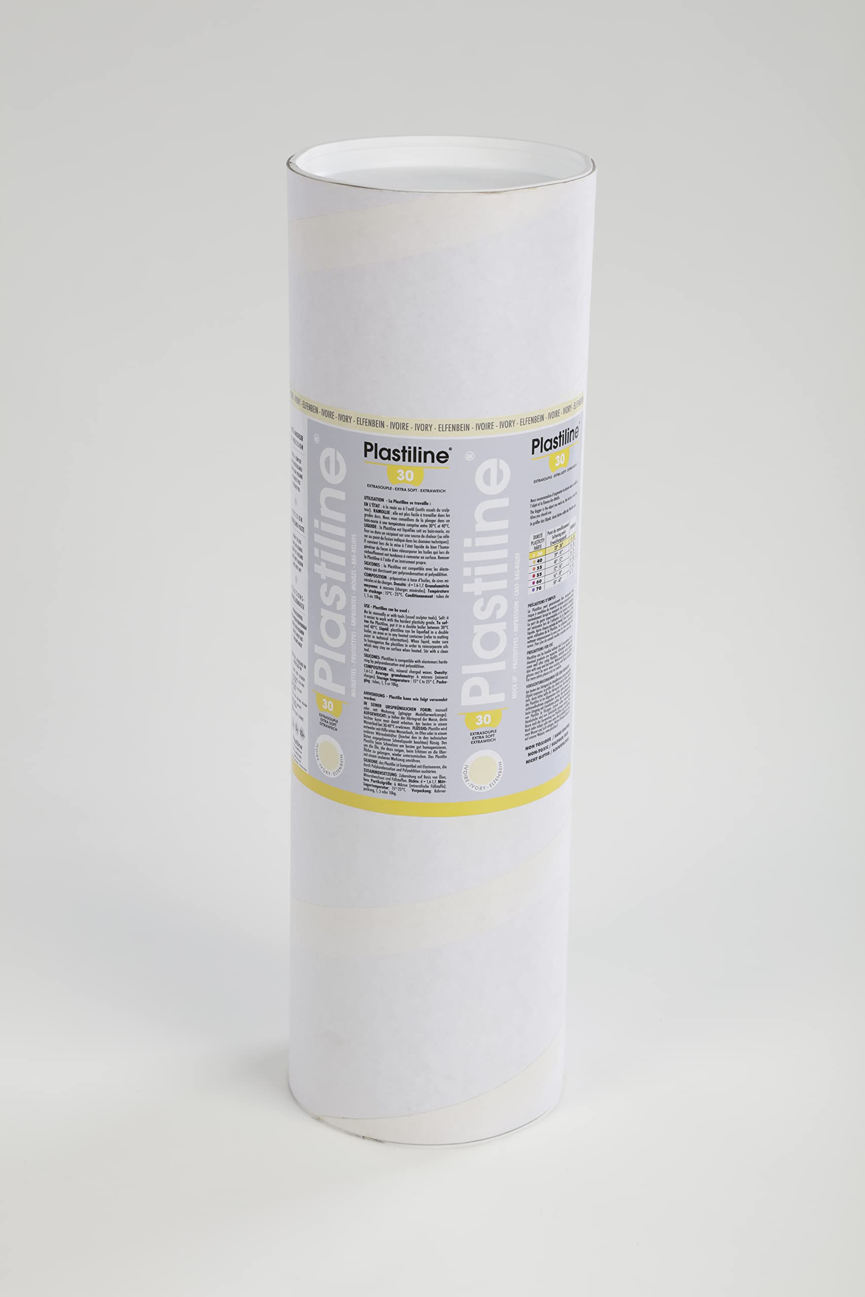 Plastiline 10130T - Plastiline tube - Modelling Paste, High Precision -Sculpting, Moulding - Hardness 30 (extra soft) - 10 kg - Ivory shade. Made in France