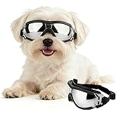 PETLESO Dog Goggles for Small Breeds, UV Protection Dog Sunglasses with Adjustable Straps, Windproof Pet Eyewear for Small Pet, Soft Frame, Black S