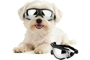 PETLESO Dog Goggles for Small Breeds, UV Protection Dog Sunglasses with Adjustable Straps, Wind/Dust/Snow Proof Pet Eyewear f