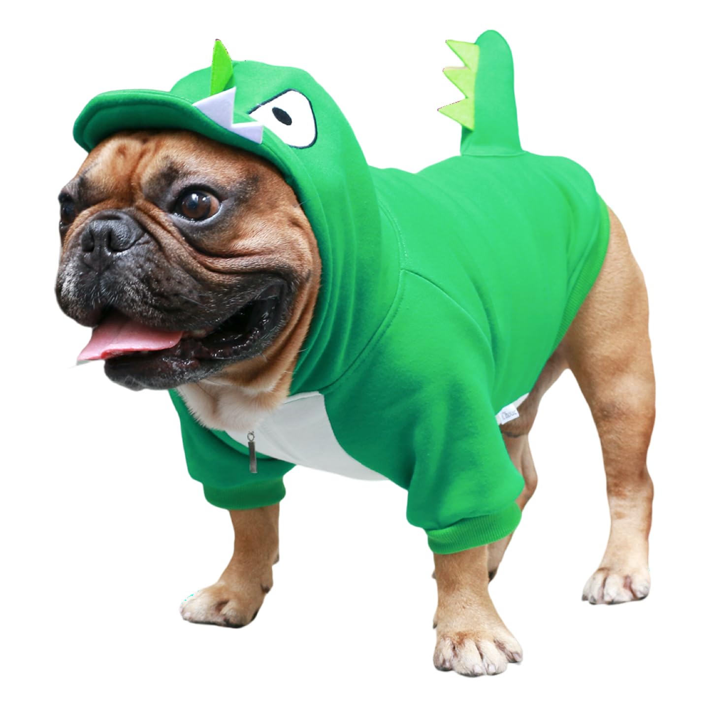 iChoue Dinosaur Dog Halloween Costumes Clothes Sweater Cute Funny for French Bulldog Cold Weather Winter Coats Hoodies Frenchie English Pug Pitbull Corgi Puppy - Green/Medium