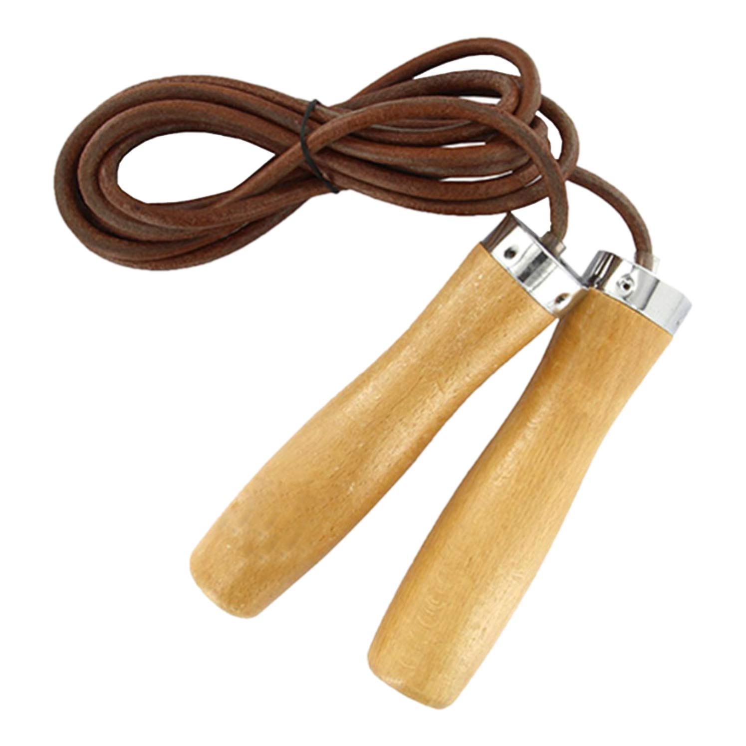 Leather Skipping Rope for Adults – Adjustable Jump Rope for Fitness, Cardio, Boxing Training and Home Workouts – Durable Leather Cable with Comfortable Wooden Handles