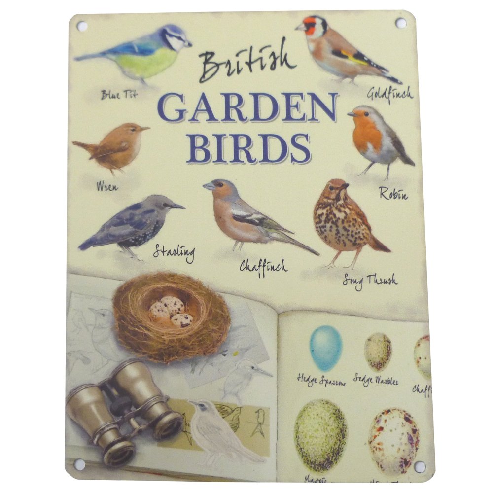 signs-unique British Garden Birds Tin Sign (og 2015), Multi, 10144_SML