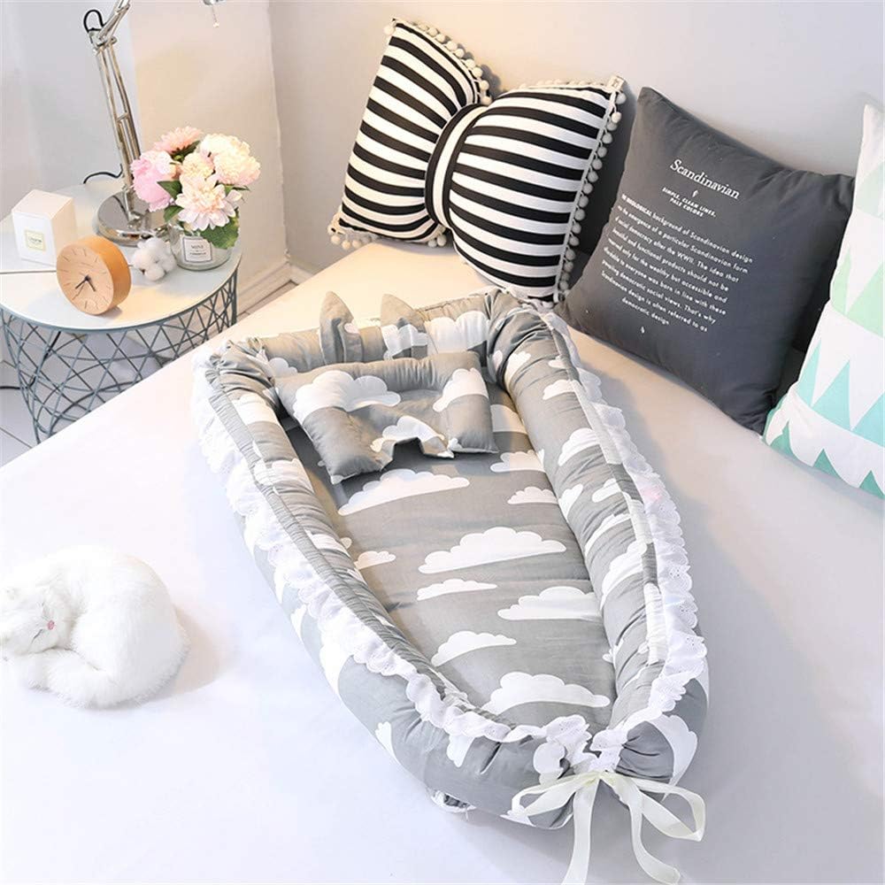 Lvbeis Organic Newborn Lounger,Baby Nest with zipper Detachable/Washable, Portable Bed for Infants & Toddlers 0-12 Month for Girls and Boys Bassinet,Play Pillow, Mobile Crib