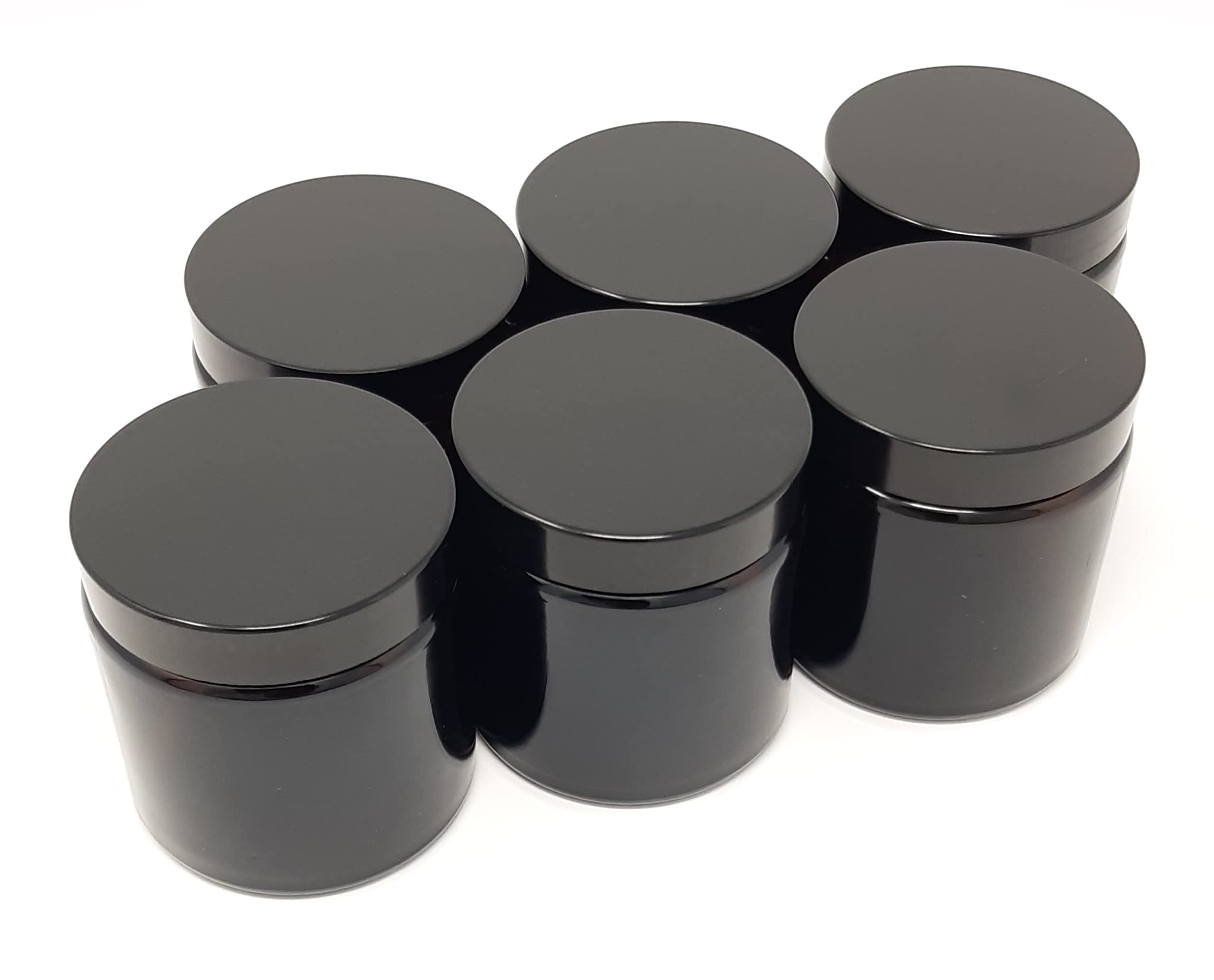 Aura 120ml AMBER GLASS Jars with BLACK Lids - PACK of 6