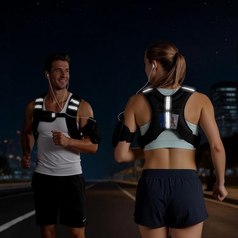 Gilet Lesté 2,79 kg, Veste Lestée Respirante, pour Marche Course Jogging Randonnée Entraînement Croisé Fitness, Gilet de Poids pour Musculation avec Bande Réfléchissante et Boucle Réglable
