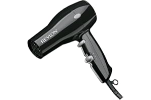 Revlon RVDR5034F Compact Hair Dryer, Lightweight, Multiple Heat/Speed Settings, Travel Friendly, Black
