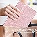 DUEDUE for Samsung Galaxy Tab E 9.6 Case, Sparkly Glitter Slim Faux Leather Folio Stand Full Protective Cover for Galaxy Tab E Wi-Fi/Tab E Nook 9.6 Inch Tablet SM-T560/T561/T565/T567V,Rose Gold