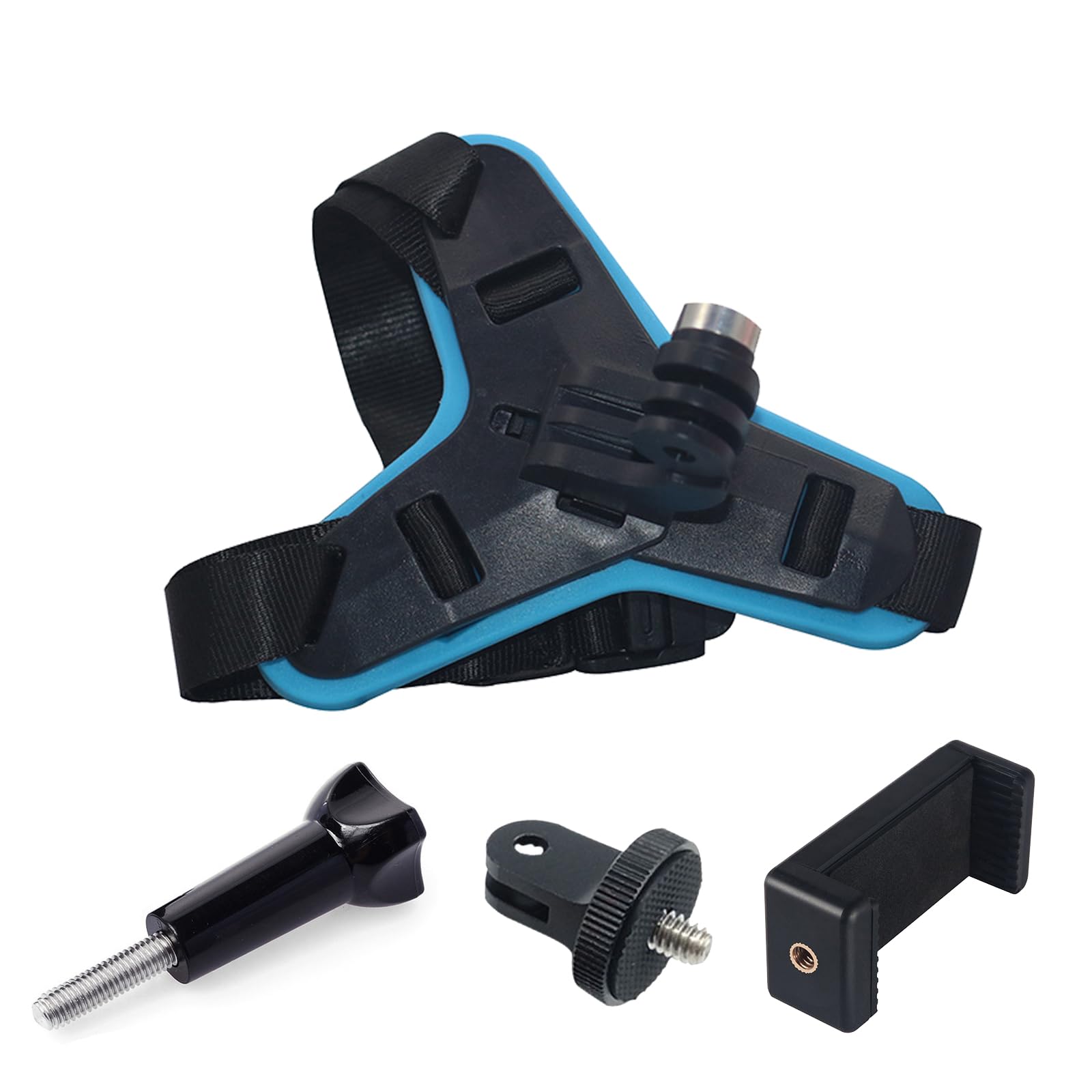 Helweet Motorcycle Helmet Chin Mount, Camera Helmet Strap Holder, Action Camera Helmet Mount, Action Camera Accessory, Motorbike Helmet Chin Strap, Compatible With Most Action Cameras, 4 Piece Set