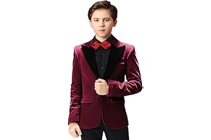 Boihedy Boys Suit Jacket for Kids Formal Velvet Blazer
