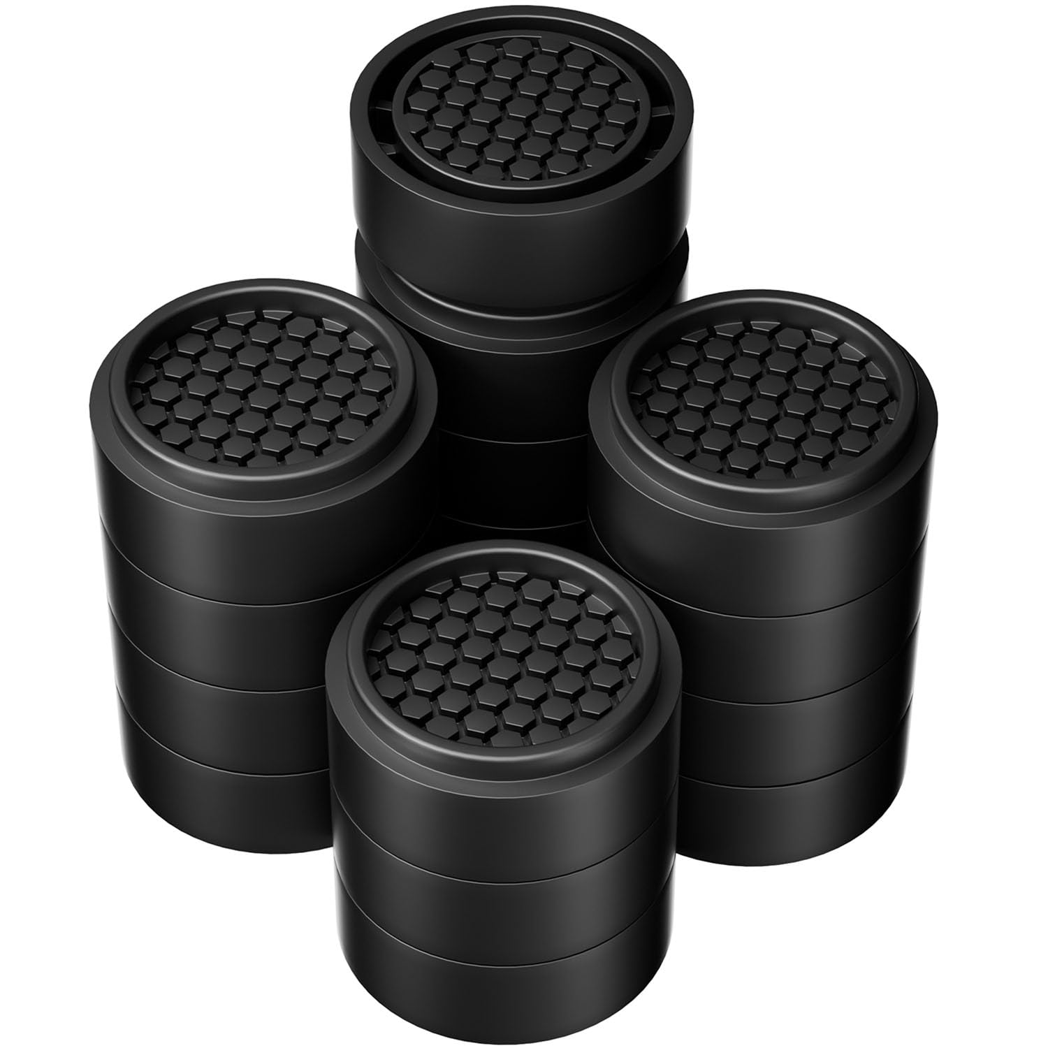 RCHYFEED 16 Pack Adjustable Furniture Risers 1 inch Round, Bed Risers Heavy Duty Anti Slip Rubber, Stackable Washing Machine Riser Creates an Additional 1", 2" or 3" Sofa, Table, Desk, Chair Raisers