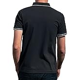 Men's Polo Shirts for Men Short Sleeve Striped Pique Cotton Polo Shirt Business Casual Layering Top Black