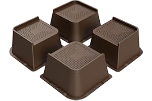 MYMULIKE Bed Risers 3 Inch Heavy Duty, Furniture Risers for Bed, Couch, Desk, Chair, Refrigerator, Cabinet, 4 Pack L Edge Squ