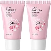 Hydrating Sunscreen SPF 50 – 2Packs Lightweight Hydrating JAPANESE SAKURA Face & Body Sunscreen, Moisturizing Isolation Cream Non-Greasy, Fast-Absorbing, No White Cast