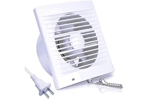 SAILFLO 4 Inch Wall-Mounted Exhaust Fan, 12W 130m³/h Ventilation Extractor with Anti-backflow Check Valve Chain Switch for Wi