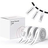 NIIMBOT D11 Label Tape D110 Label Maker Papers 3Rolls Cable Labels, Self-Adhesive Labeling Tape 0.47" X 4.29" (12 X 109mm) Cable Label Refills for Home Office Circuit Box, 195 Labels/3Rolls, White