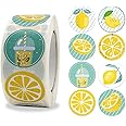 500pcs 1 Inch Lemon Stickers Roll for Envelope Seals 8 Different Design Sticker for Business Card Candy Cookie Bag Gift Party Favours Decorations