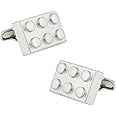 Cuff-Daddy Silver Building Block Cufflinks - Perfect for Travel & Formal Occasions - Silver Stone - Men's Accessory