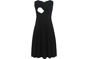 Smallshow Women's Sleeveless Nursing Dresses Patchwork Maternity Breastfeeding Dress