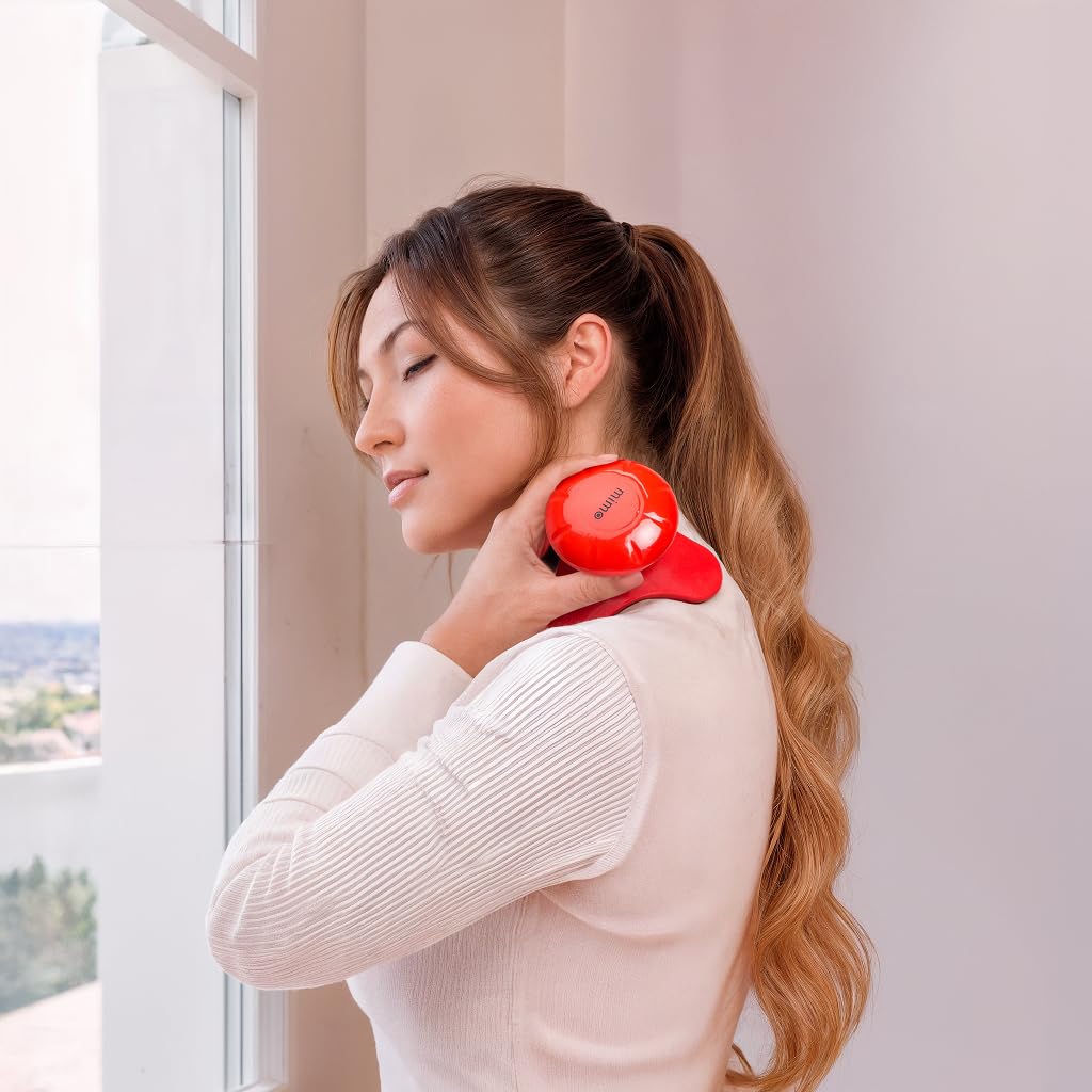 GLOBAL RELAX® | BONNO Vibration Body Massager I Red I Shiatsu Massage I Anti-Cellulite I Reflexology I Acupressure I Electric Vibrating Massage I Portable