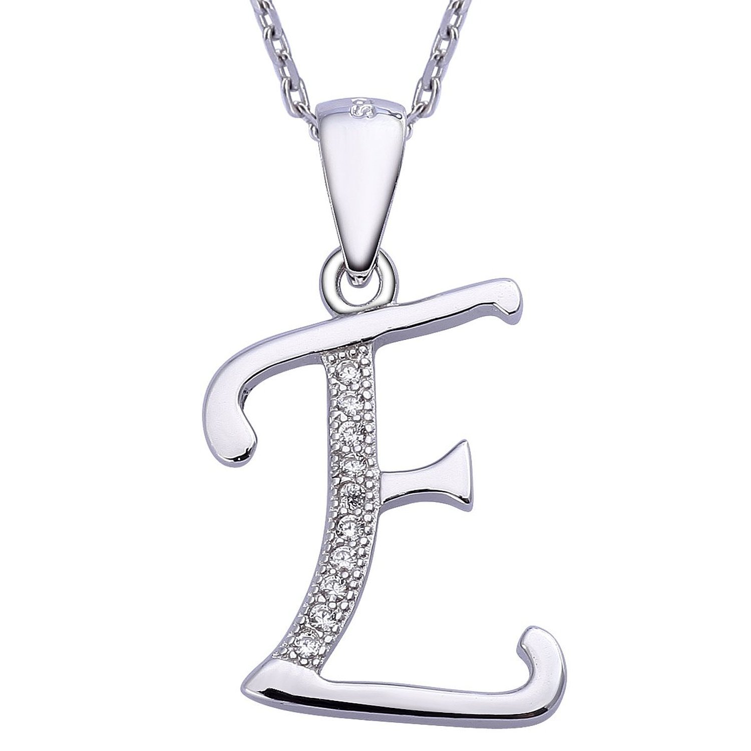 VIKI LYNN Initial Pendant E 925 Sterling Silver Letter Necklace with Cubic Zirconia Personalised Gifts for Women Ladies — image 1