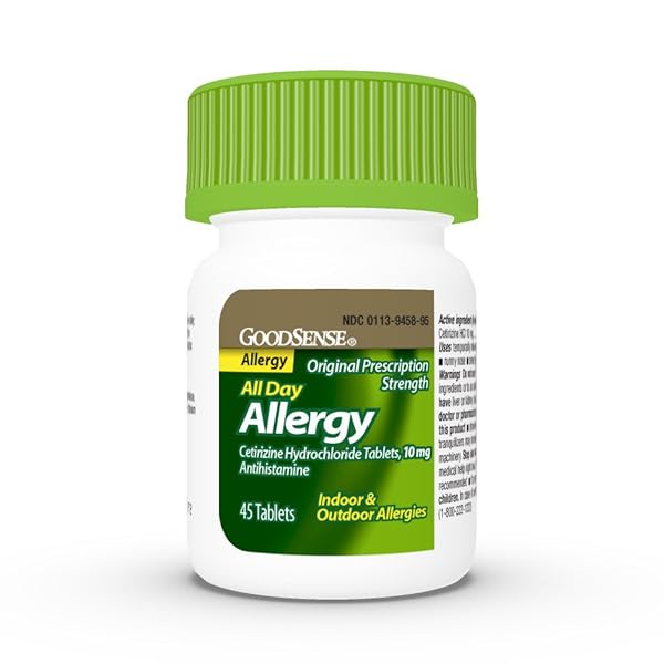 GOODSENSE ALL DAY ALLERGY, CETIRIZINE HYDROCHLORIDE TABLETS, 10 MG, ANTIHISTAMINE, 45 COUNT