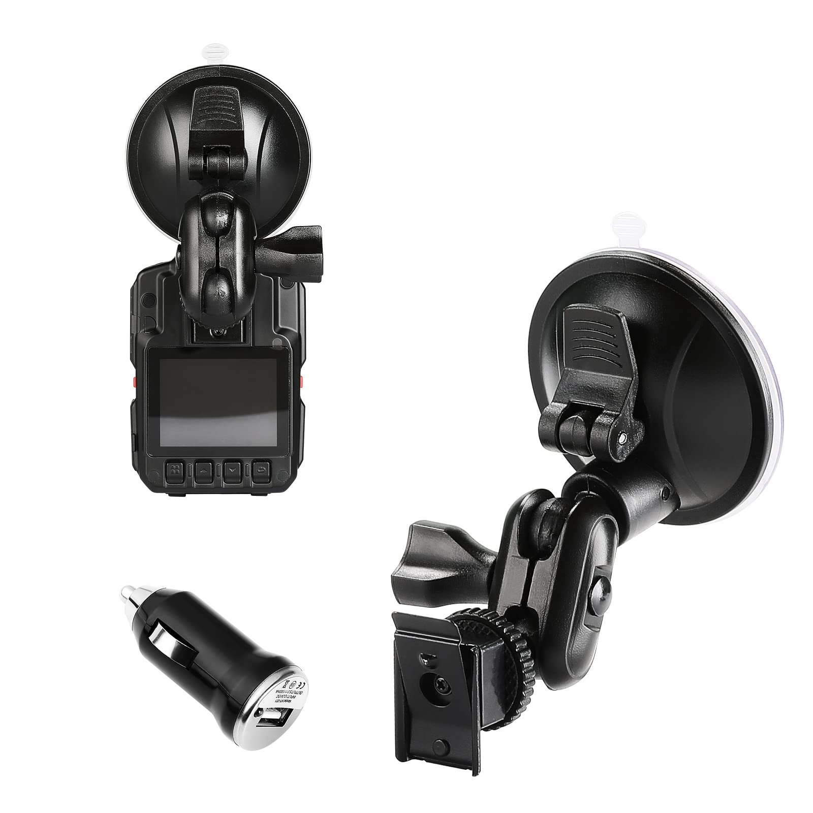 BOBLOV Car Suction Mount, Only for HD66-02/D7 Body Camera, Car Mount and a Car Charger ONLY HD66-02/D7 Body Camera, Don't Fit to Other Models Camera not Included