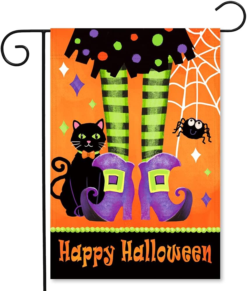 Flags - YMYIELD Happy Halloween Garden Flags 12x18 Double Sided Vertical Decorations, Trick Or Treat Halloween yard Outdoor Decoration