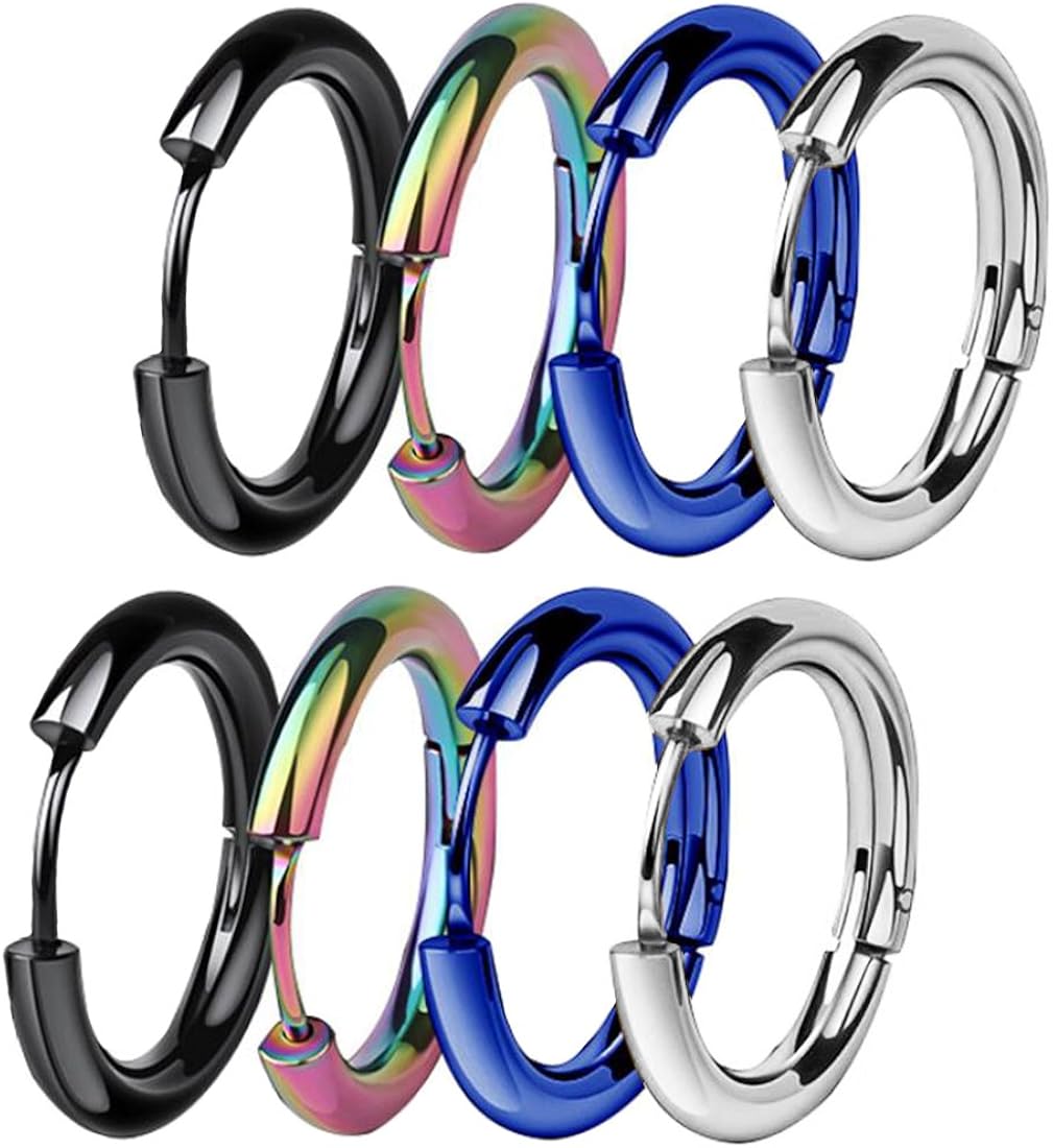 ZHIYAOR Hypoallergenic Titanium Steel Loop Earrings Set for Men Women Huggie Hoop Cartilage Piercing 18G