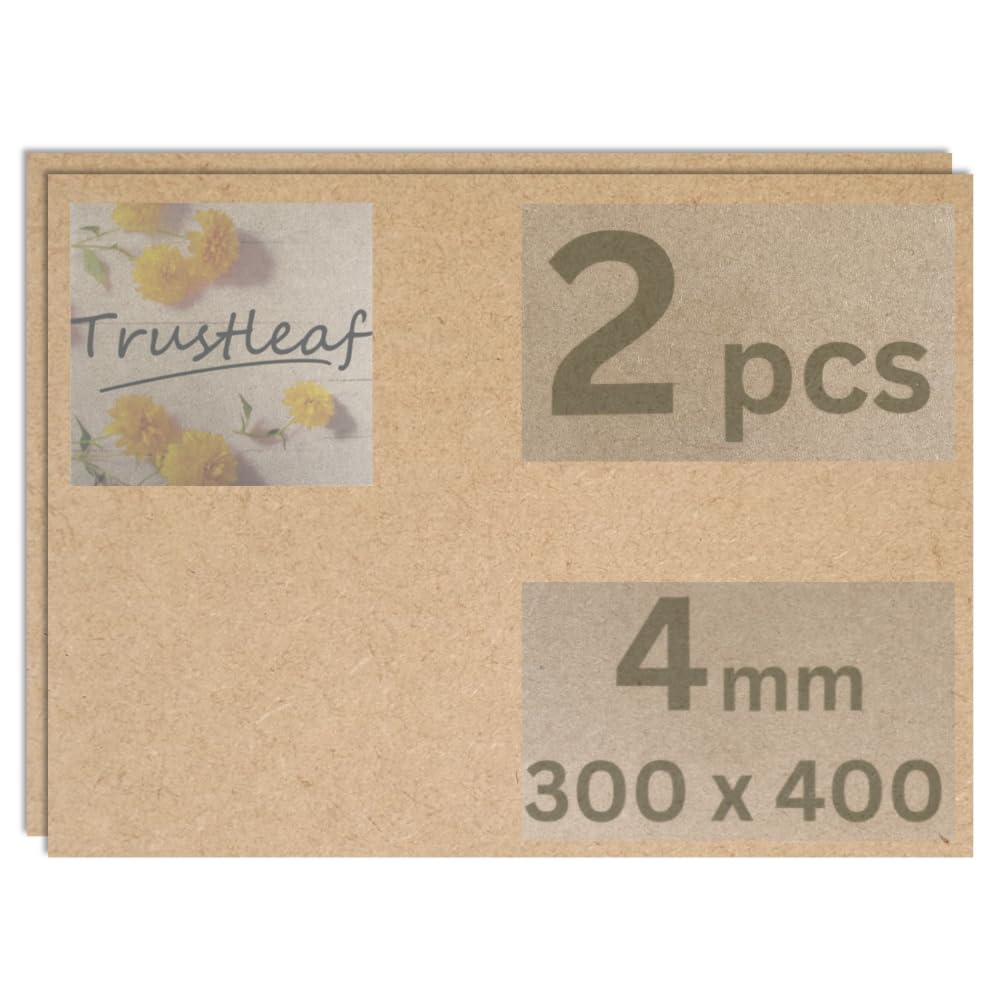 Trustleaf 4mm Sheets of MEDITE Premier MDF 300mm x 400mm, (Approx A3, 12” x 16”). Pack of 2