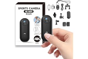4K Mini Thumb Action Camera, Portable Vlogging Camera, Waterproof Wearable Body Camera 4K with 360° Rotation Clip, Magnetic H