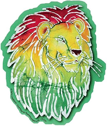 Rasta Lion Batik - Bumper Sticker / Decal (4.75" X 5.5")