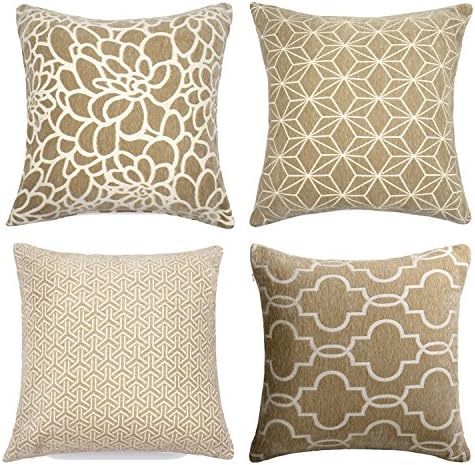 MRNIU Set of 2 Throw Pillow Covers Coastal Cushions 100% Cotton Home Decorative 18 x 18 inch Soft Pillow Case Covers Invisible Zipper Pillow Case No Pillow Insert Furniture Cushions 02 (04pc-Brown)