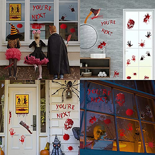 84Pcs Halloween Decorations Handprint Footprint Stickers Clings Decals Window Bathroom Floor Restroom Zombie Decorations Halloween Party Decor,8 Sheets