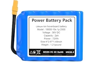 CBJJ 36V 2Ah Hoverboard Battery Replacement High Capacity Rechargeable L￵i￵-i￵on Battery Pack for Hoverboards, Size: 4 x 2.67 x 1.49inch