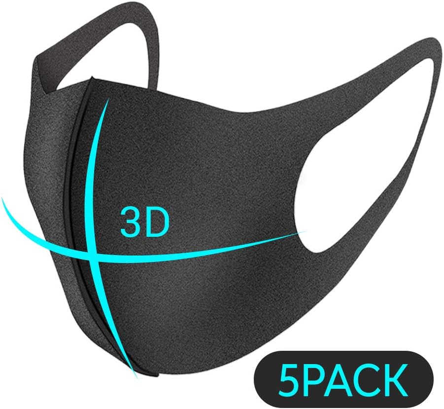 5PCS Fashion Face Mask, Washable & Reusable Face Mask, Kpop Fashion Mask, Kpop Face Mask, Fashion Black Mask for Men & Women
