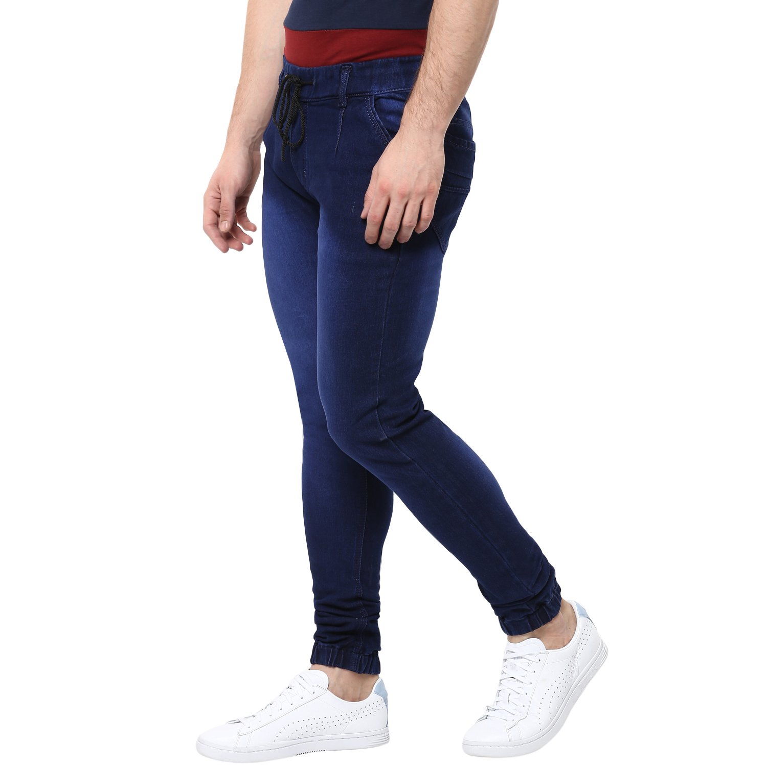 urbano fashion men's dark blue slim fit stretchable jogger jeans